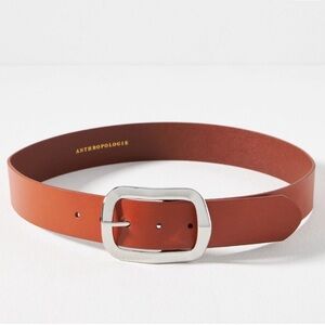 Anthropologie• Tan Leather Belt with Silver Buckle
